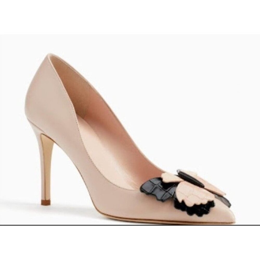 Kate Spade Laurie Heels Pumps Pink Black Nappa Leather 3D Butterfly Size 6.5 New